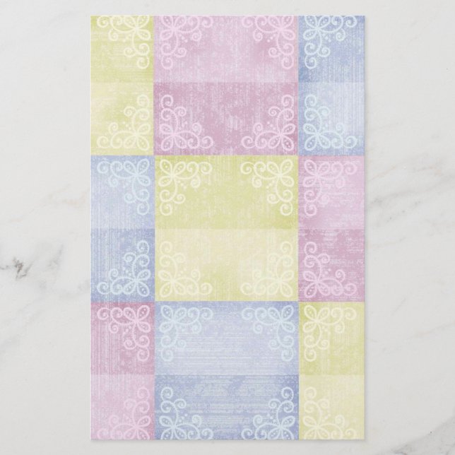 Colourful Pastels Patchwork Stationery (Front)