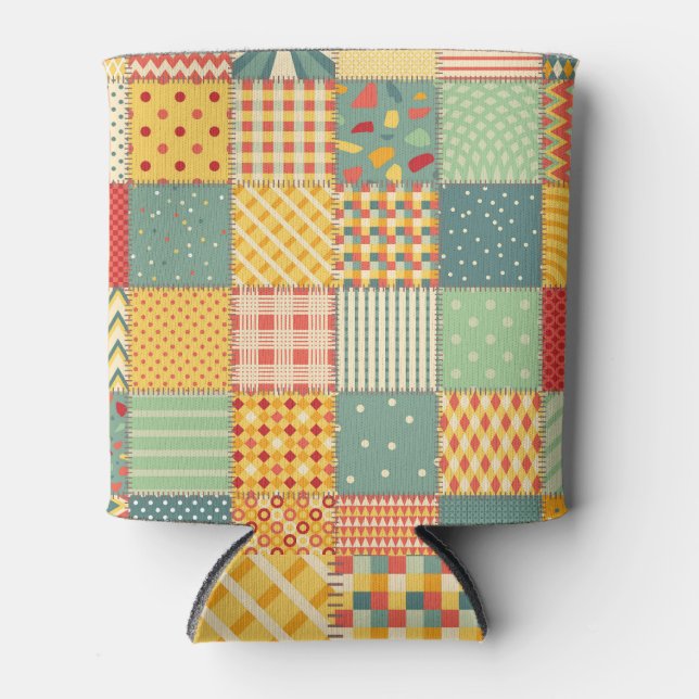 Colourful patchwork: abstract seamless ornaments. can cooler (Front)