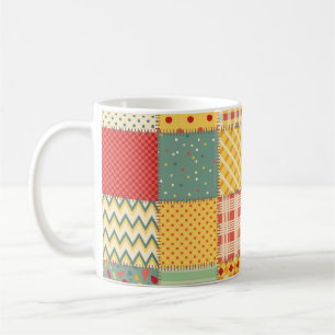 Colourful patchwork: abstract seamless ornaments. coffee mug