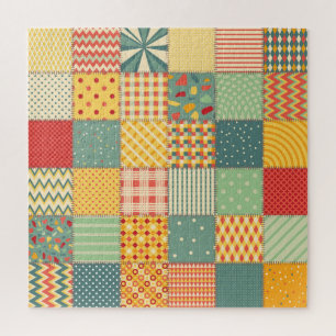 Colourful patchwork: abstract seamless ornaments. jigsaw puzzle
