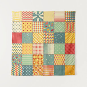 Colourful patchwork: abstract seamless ornaments. tapestry