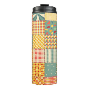 Colourful patchwork: abstract seamless ornaments. thermal tumbler