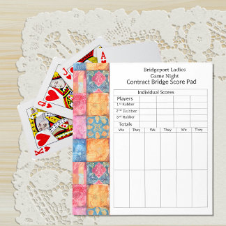 Colourful Patchwork Bridge Score Notepad