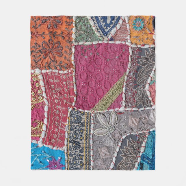 Colourful Patchwork Carpet Closeup Detail Fleece Blanket (Front)