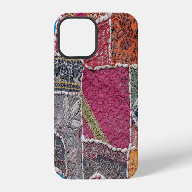 Colourful Patchwork Carpet Closeup Detail iPhone Case (Back)