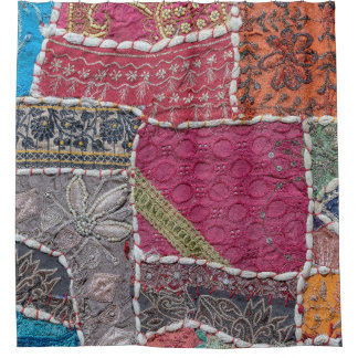 Colourful Patchwork Carpet Closeup Detail Shower Curtain