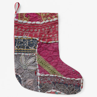 Colourful Patchwork Carpet Closeup Detail Small Christmas Stocking