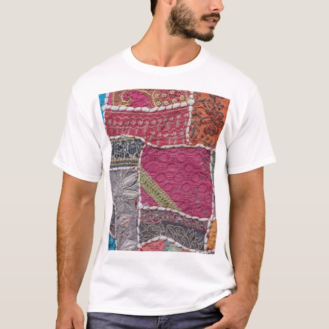 Colourful Patchwork Carpet Closeup Detail T-Shirt (Front)