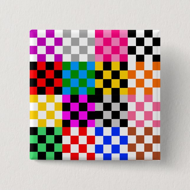Colourful Patchwork Chequered Pattern Design  15 Cm Square Badge (Front)