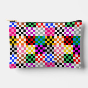 Colourful Patchwork Chequered Pattern Design Accessory Pouch