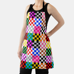 Colourful Patchwork Chequered Pattern Design Apron