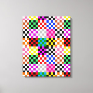 Colourful Patchwork Chequered Pattern Design  Canvas Print