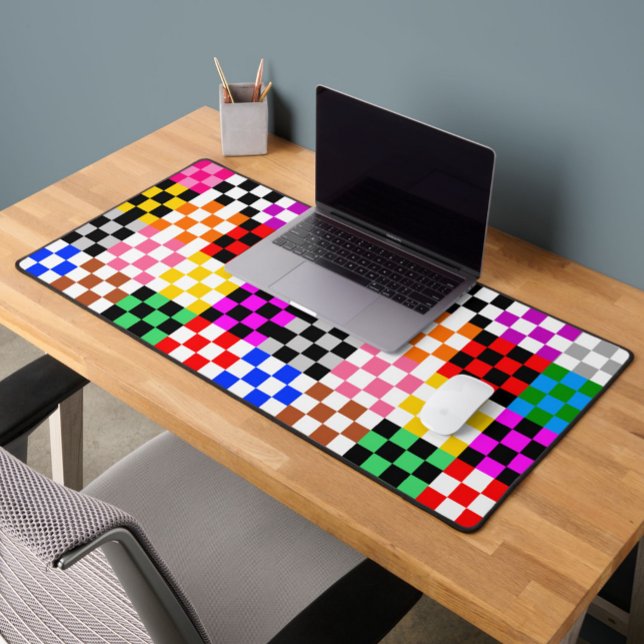 Colourful Patchwork Chequered Pattern Design  Desk Mat (Creator Uploaded)