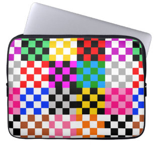Colourful Patchwork Chequered Pattern Design  Laptop Sleeve