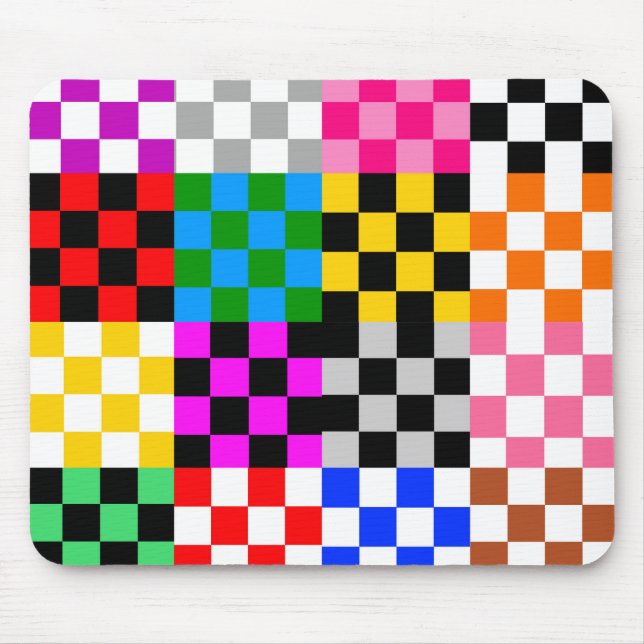 Colourful Patchwork Chequered Pattern Design  Mouse Mat (Front)
