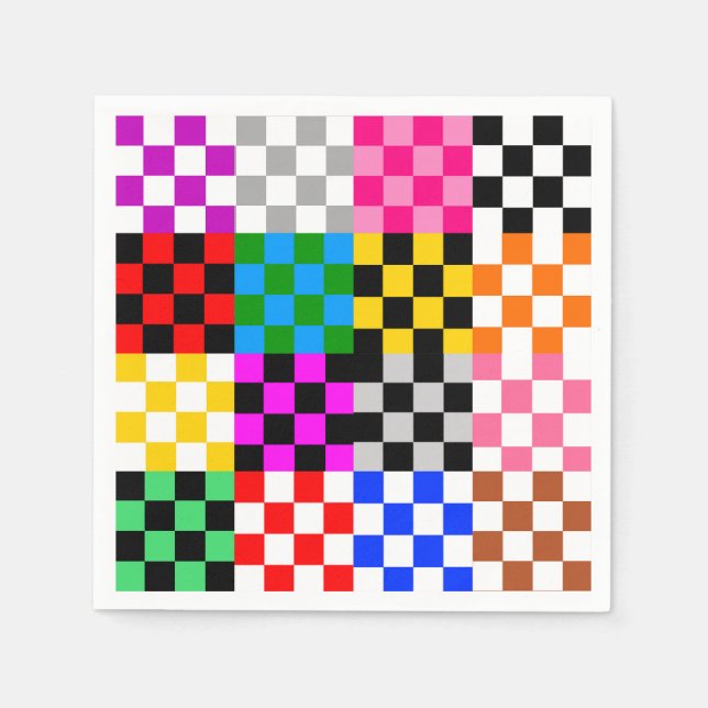 Colourful Patchwork Chequered Pattern Design  Napkin (Front)