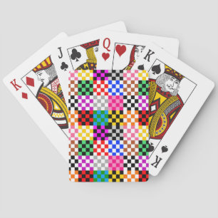 Colourful Patchwork Chequered Pattern Design Playing Cards