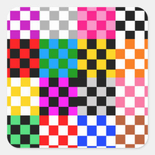 Colourful Patchwork Chequered Pattern Design  Square Sticker