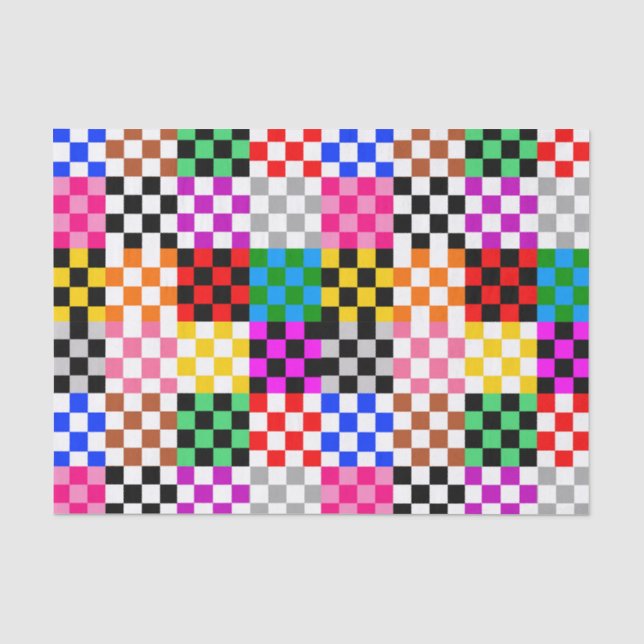 Colourful Patchwork Chequered Pattern Design  Tissue Paper (Front)