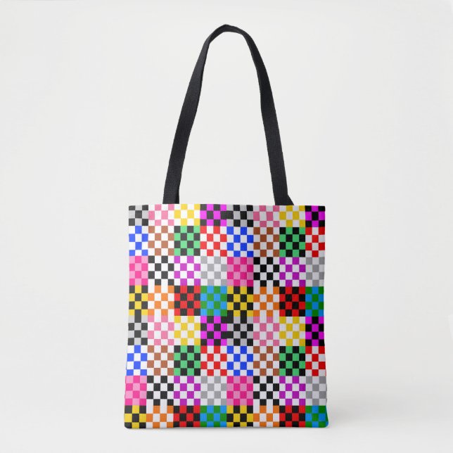 Colourful Patchwork Chequered Pattern Design  Tote Bag (Front)