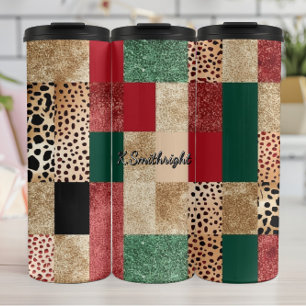 Colourful Patchwork Design Animal Prints Textured  Thermal Tumbler