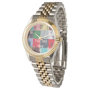 colourful patchwork fabric squares stylish vintage watch