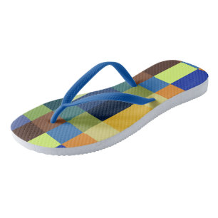 Colourful patchwork flip flops