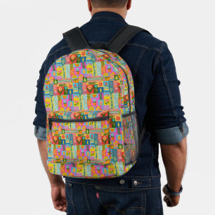  Colourful Patchwork FRAMED  vintage Printed Backpack