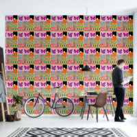 Colourful Patchwork FRAMED vintage