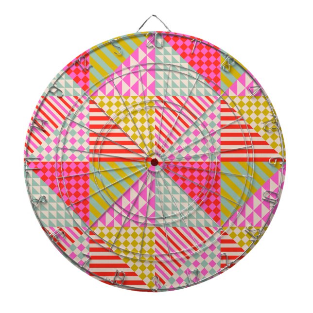 Colourful Patchwork Game Room Bar Dartboard (Front)