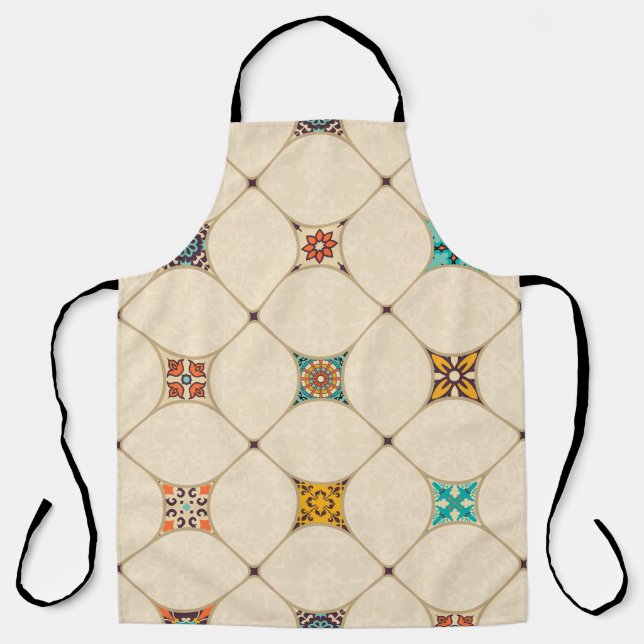 Colourful Patchwork Islam Arabic Tile Apron (Front)