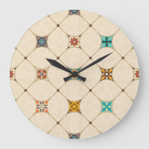 Colourful Patchwork Islam Arabic Tile Large Clock