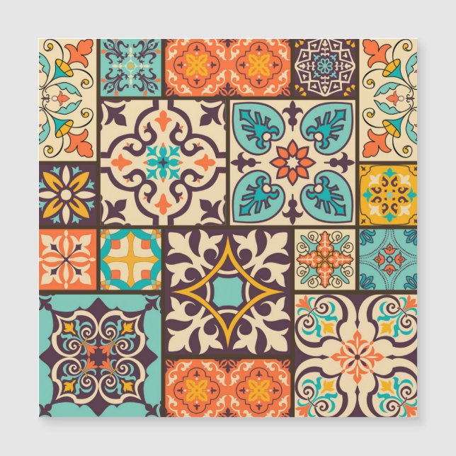 Colourful Patchwork Islam Motifs Tile (Front)