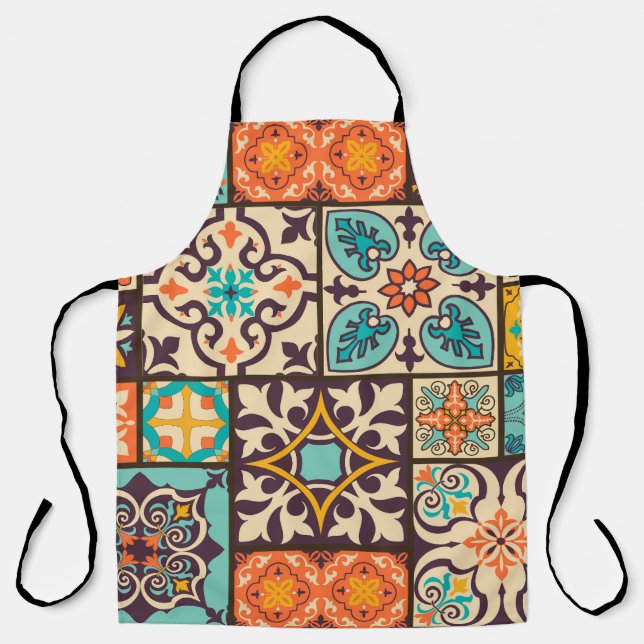 Colourful Patchwork Islam Motifs Tile Apron (Front)