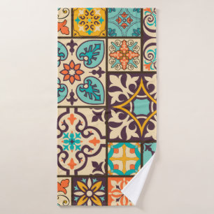 Colourful Patchwork Islam Motifs Tile Bath Towel