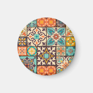 Colourful Patchwork Islam Motifs Tile Magnet
