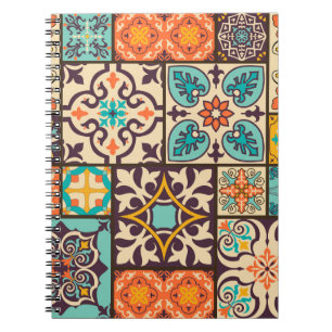 Colourful Patchwork Islam Motifs Tile Notebook