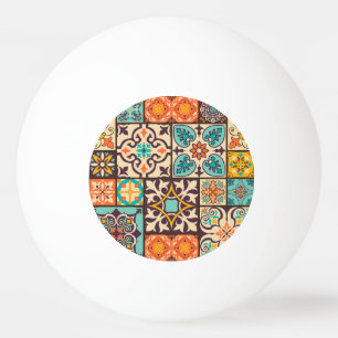 Colourful Patchwork Islam Motifs Tile Ping Pong Ball