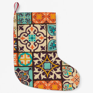 Colourful Patchwork Islam Motifs Tile Small Christmas Stocking