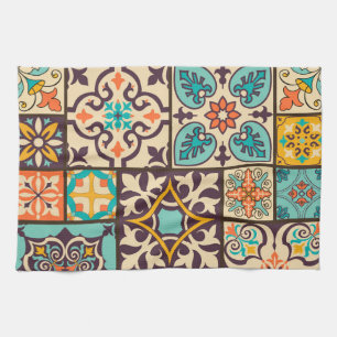 Colourful Patchwork Islam Motifs Tile Tea Towel