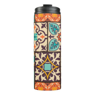 Colourful Patchwork Islam Motifs Tile Thermal Tumbler