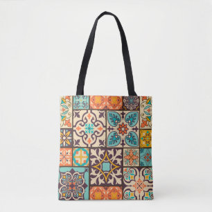 Colourful Patchwork Islam Motifs Tile Tote Bag