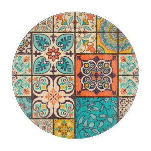 Colourful Patchwork Islamic Majolica Tile Cutting Board