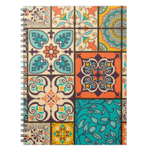 Colourful Patchwork Islamic Majolica Tile Notebook