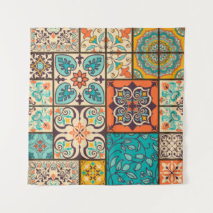 Colourful Patchwork Islamic Majolica Tile Tapestry