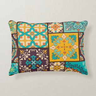 Colourful Patchwork Islamic Tile Seamless Decorative Cushion