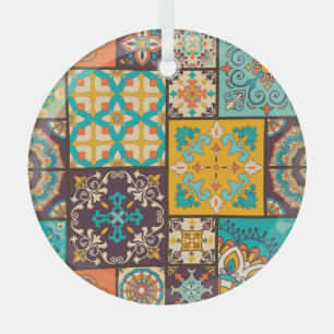 Colourful Patchwork Islamic Tile Seamless Glass Tree Decoration