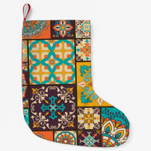 Colourful Patchwork Islamic Tile Seamless Small Christmas Stocking