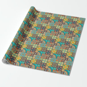 Colourful Patchwork Islamic Tile Seamless Wrapping Paper