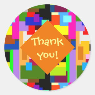 Colourful Patchwork Layers Abstract Thank You Classic Round Sticker